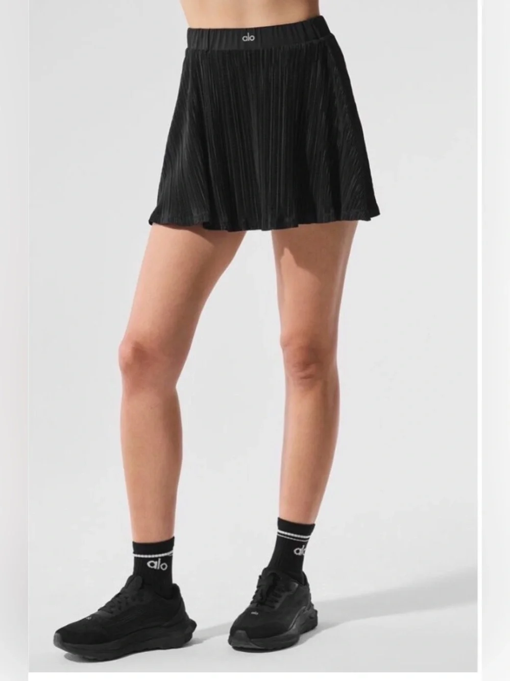 ALO Yoga Black Micro Plisse Tennis Skirt Skort XS